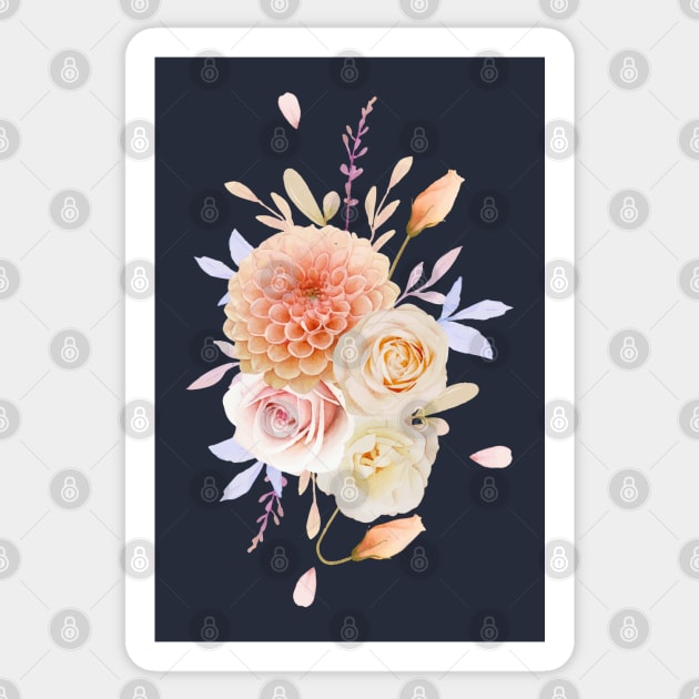 Roses dahlia flower Sticker by Mako Design 